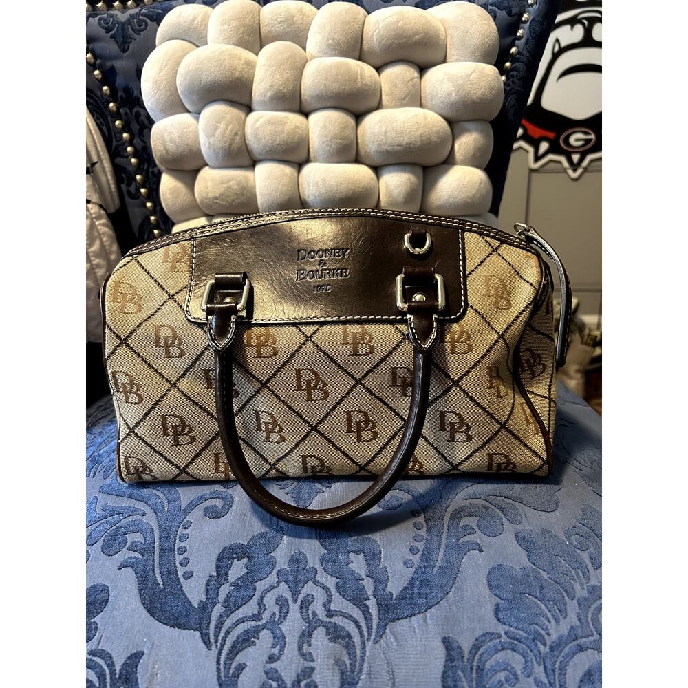 Dooney & Bourke Tan and Brown Signature Canvas Leather Tote